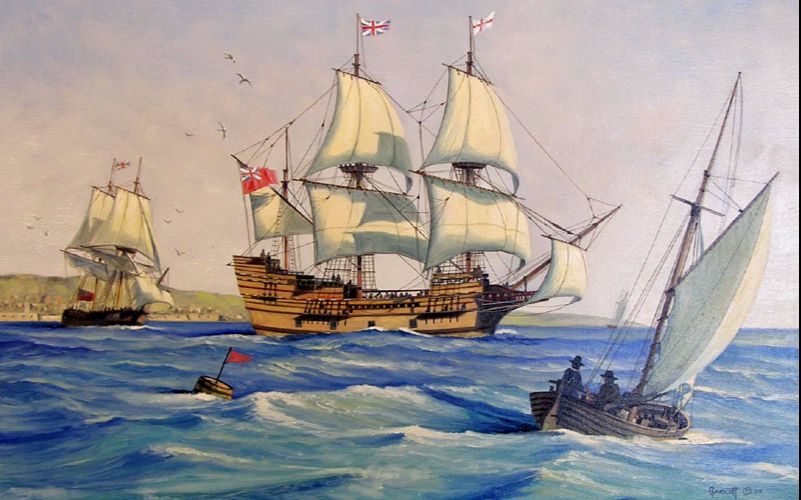 四百年前 一群逃离英国的人乘坐五月花号商船飘向大海 目的地 美洲 哔哩哔哩 つロ干杯 Bilibili