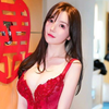 美女糯美子穿大红裙性感写真 魅力十足