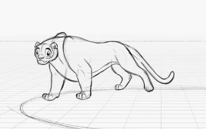 (动画）老虎绕圈行走动画，终于在走了七七四十五圈后停下了！