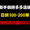 新手做拼多多店铺每天日销100单-200单，七天时间做到访客5000+，月入3w+，拼多多运营，拼多多运营实操教程，拼多多开店教程，拼多多新手，拼多多运营学习