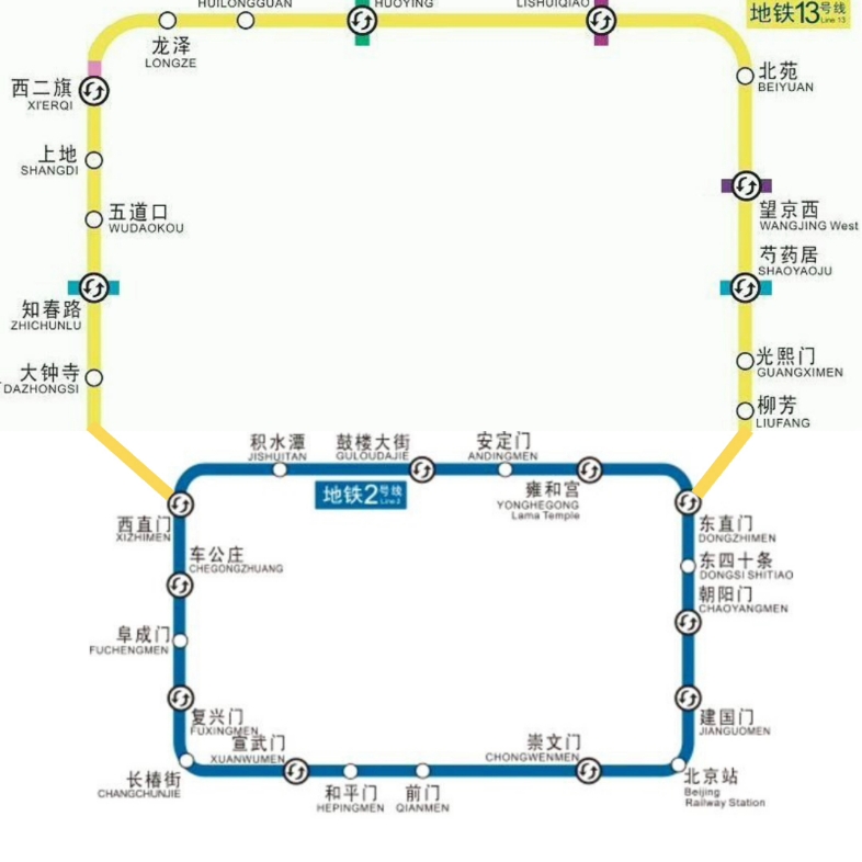 北京地铁示意图和原比例图的差别真的很大
