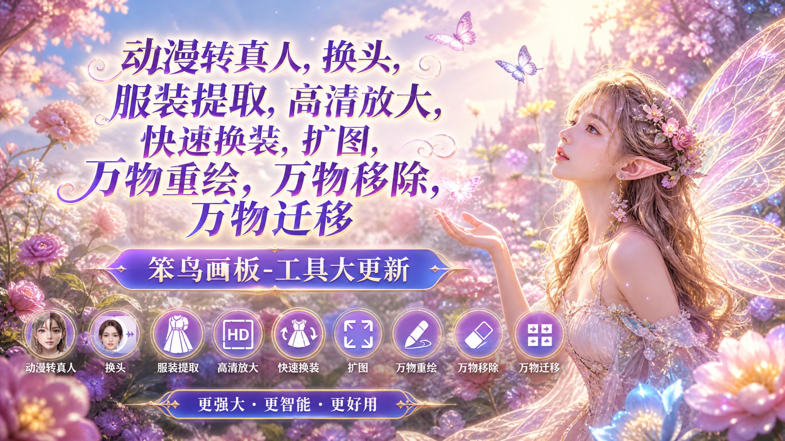 动漫转真人/换头/扩图/万物重绘/万物重绘/万物迁移.... 太多功能，所有工具全给你