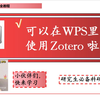可以在WPS里面使用Zotero啦/超开心/Zotero/小伙伴们快来学习