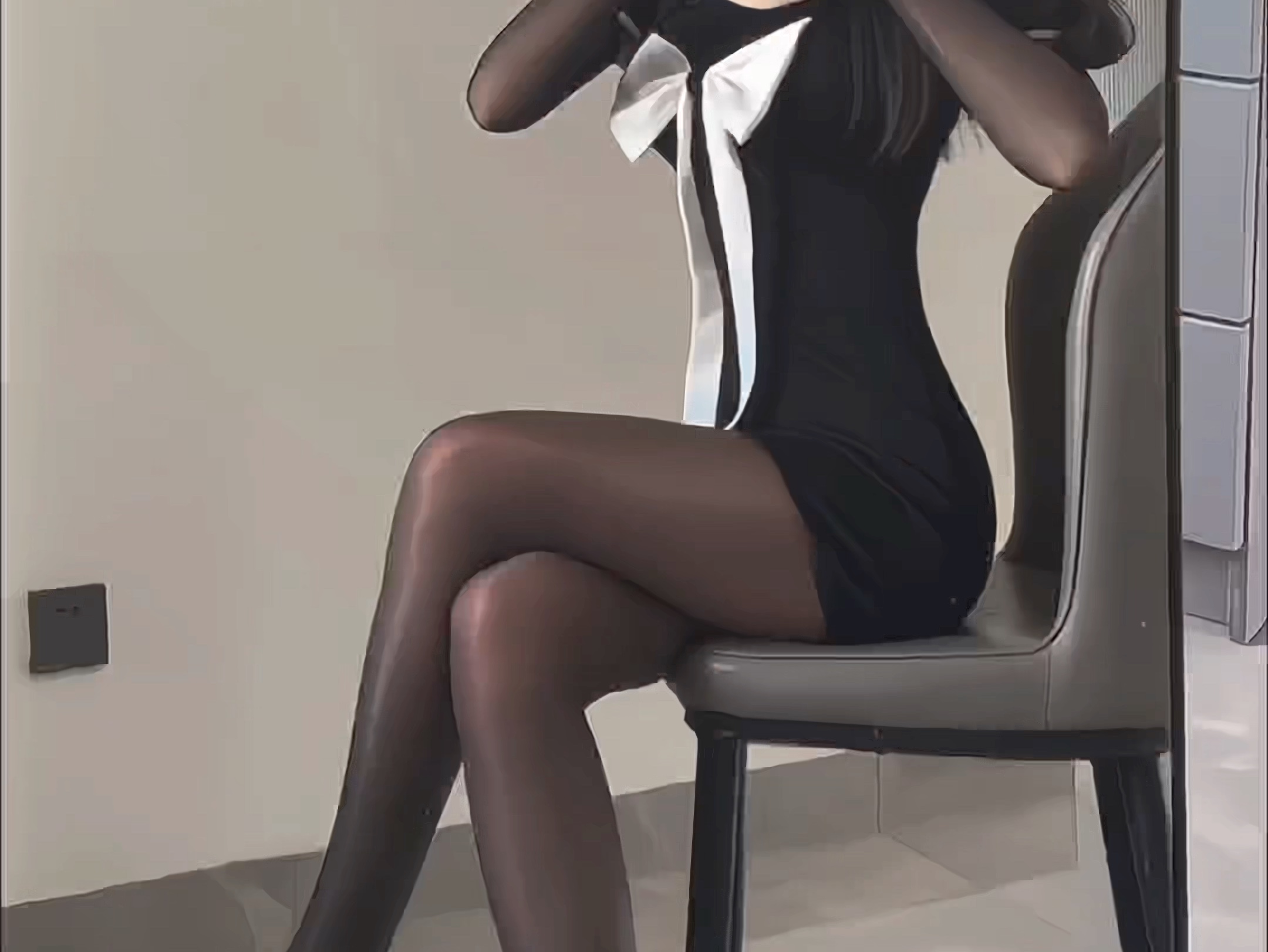 Do you like it shot for you #royal #black silk with #long legs #shooting in the mirror #high heels