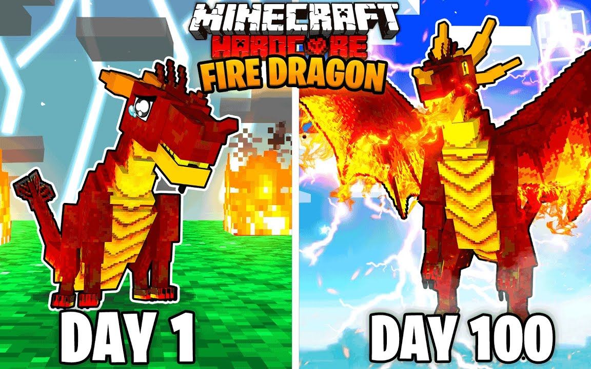 【Swidge】我的世界|成为火龙百天生存I Survived 100 Days as a FIRE DRAGON in HARDCORE Minecraft!