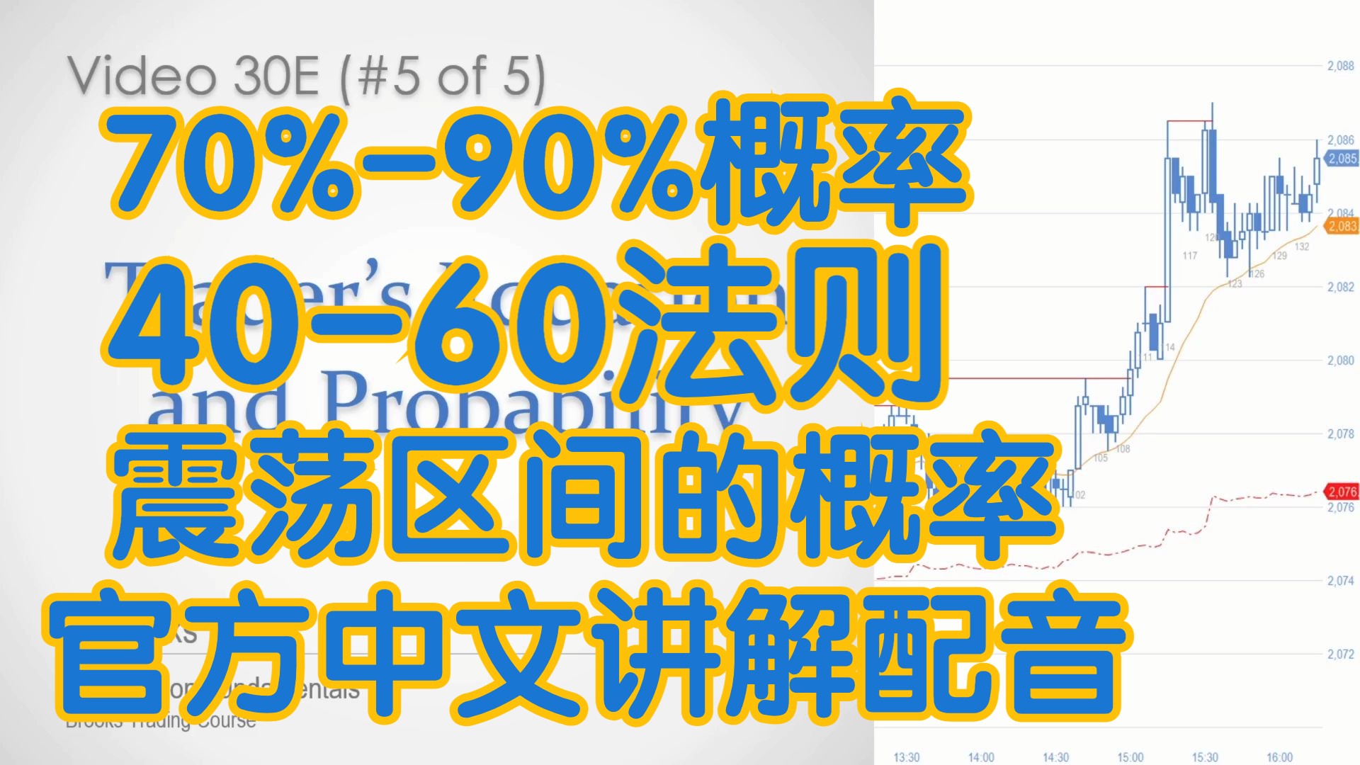 价格行为学 - 30E 70%-90%概率 40-60法则 震荡区间内数学期望和概率 - 官方中文配音 AL Brooks艾尔布鲁克斯 ACE COOPER木南