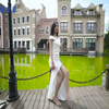 大学生美女学院风裤袜白丝鞋子搭配试穿写真拍摄小合集