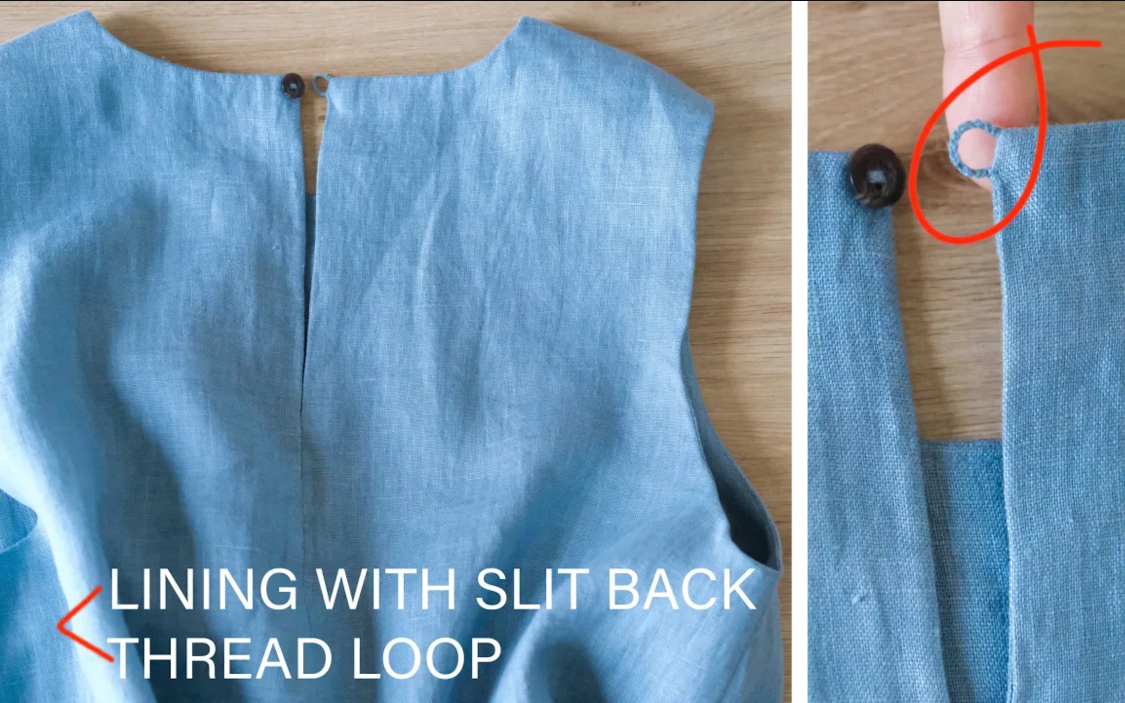 【Thuy】 How To Sew Lining With Slit Back ｜后领开衩的缝制方法｜后领扣袢的制作方法