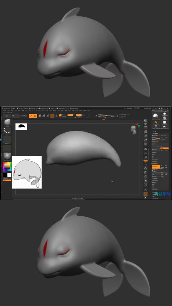 从一个球开始,《大鱼海棠》小海豚𐟐쩛•刻.【zbrush】入门操作教程,哔哩哔哩bilibili