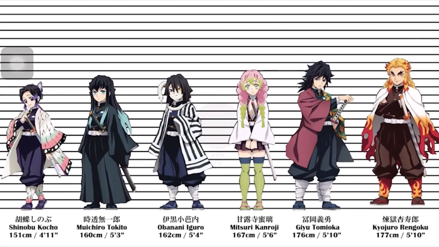 做一个无聊的数据统计：鬼灭之刃中柱的身高比较_哔哩哔哩_bilibili