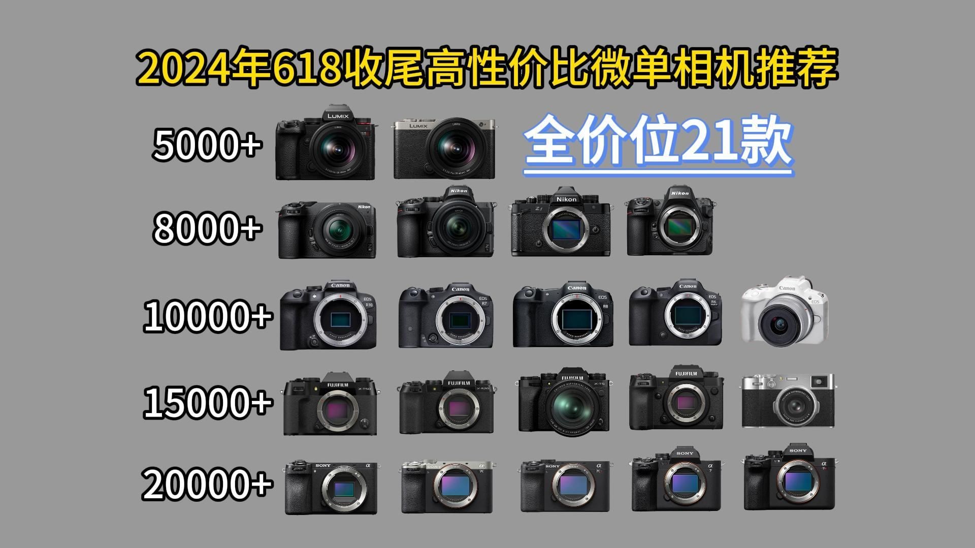 【建议收藏】2024年高性价比618收尾微单相机推荐指南，精选21款全价位相机选购指南清单。。