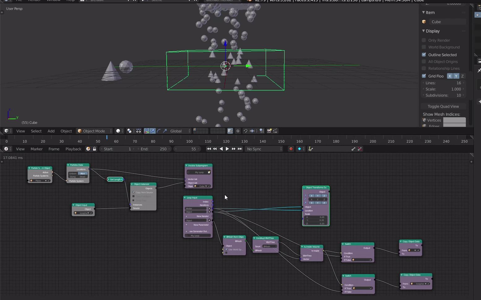 Blender插件Animation nodes案例：BVHtree_哔哩哔哩_bilibili