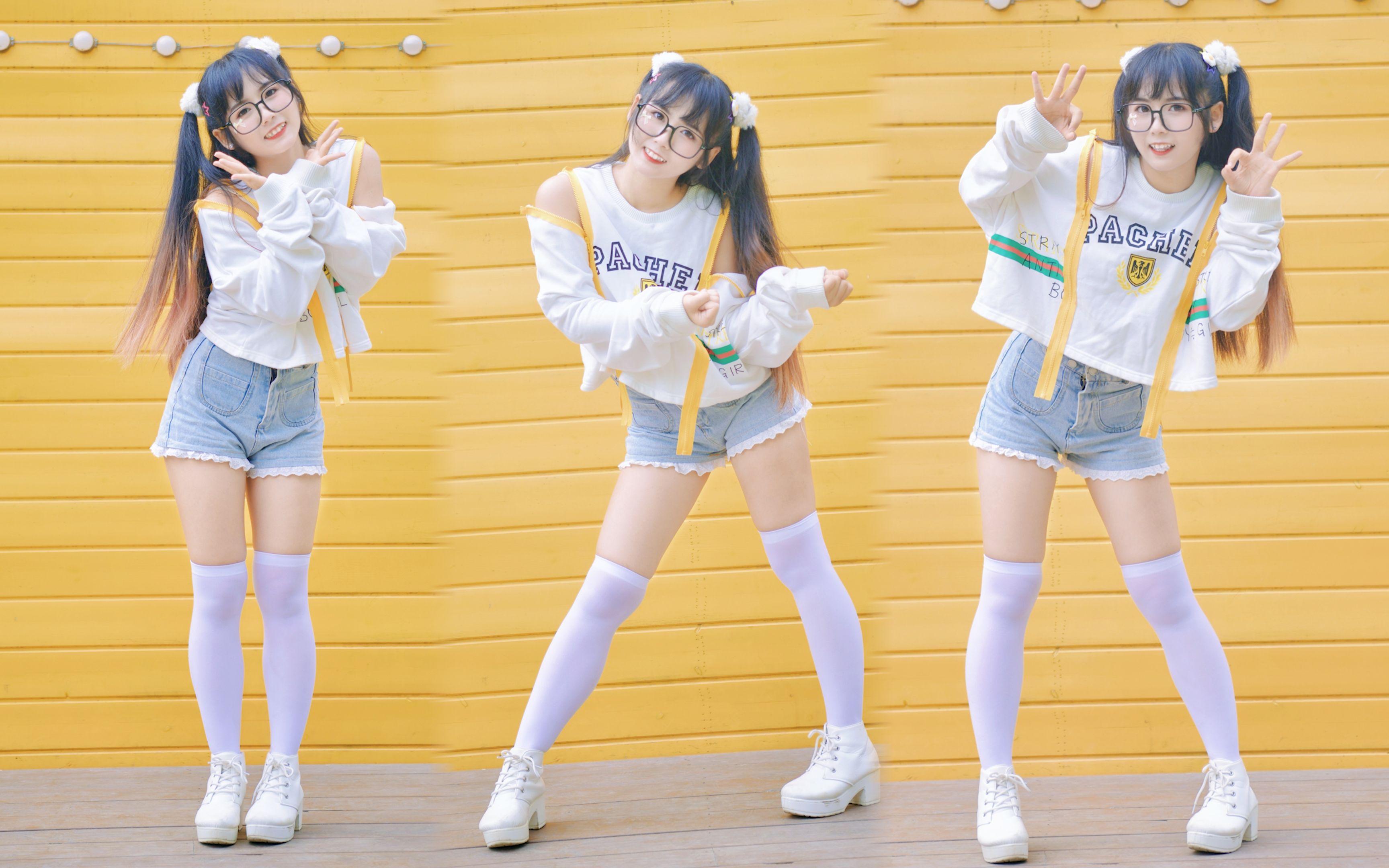 Vertical screen close up rua double ponytailed ball bao ~ tinted glasses ~