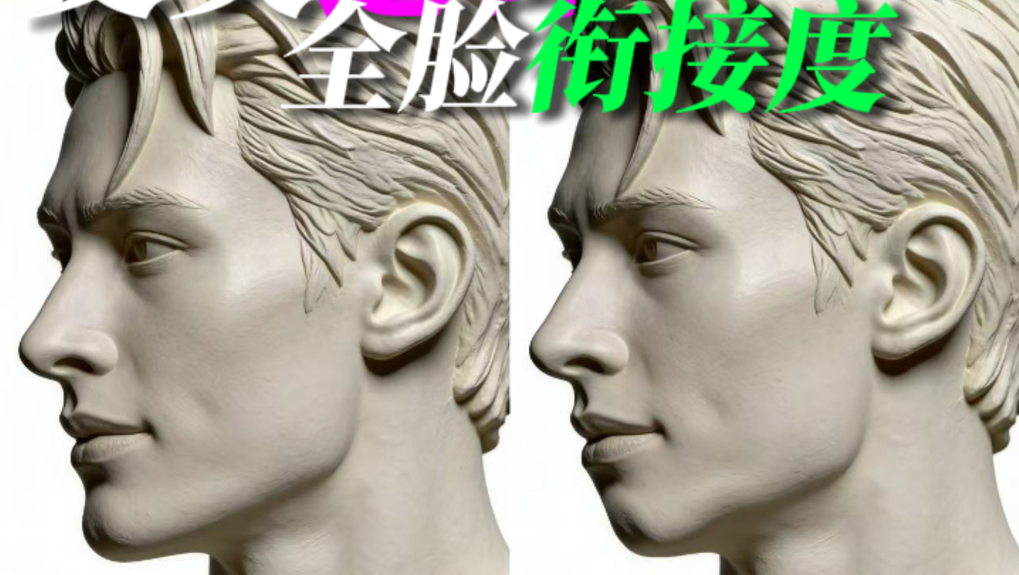 下巴颏高光和衔接尤为重要