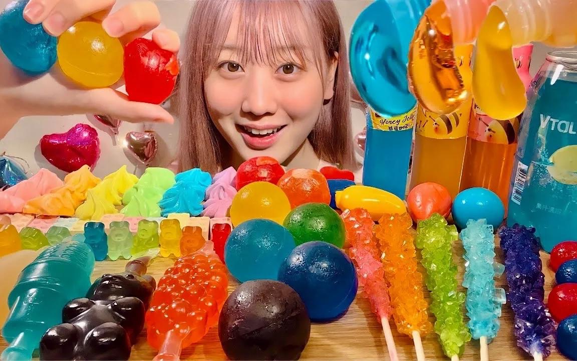 【MIYU 】吃播 彩色甜点系列 琥珀糖&夹心软糖&小熊软糖&水果果冻&蛋白酥&饮料