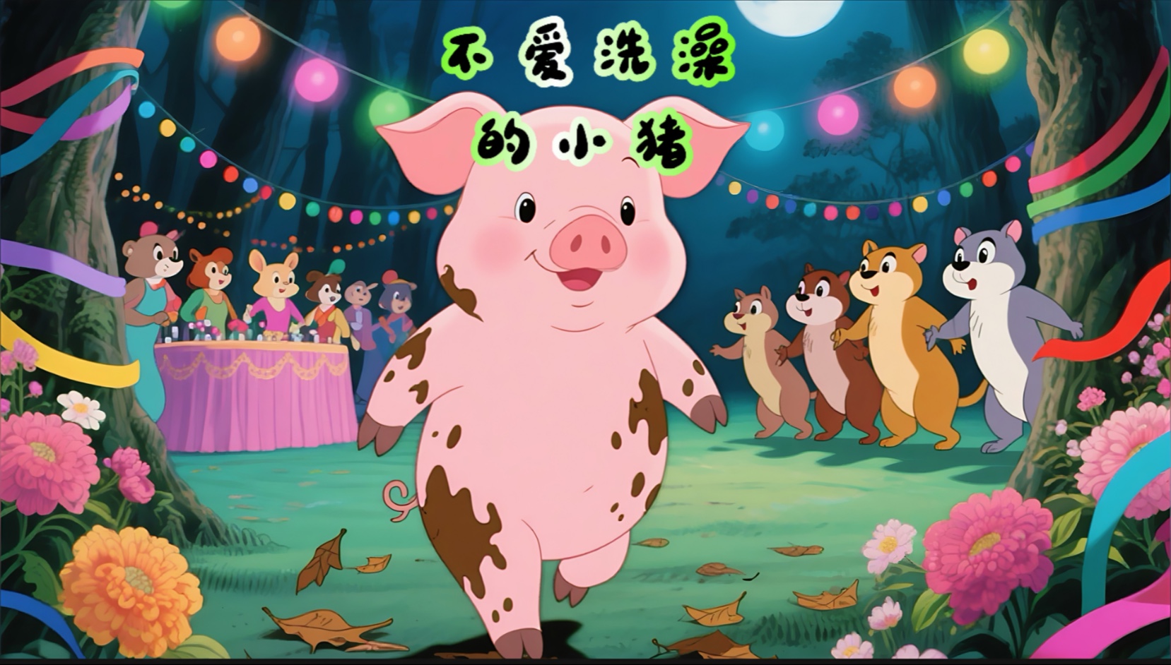睡前故事《不爱洗澡的小猪》，点赞关注看更多精品原创动画故事！睡前故事，寓言故事，格林童话，成语故事寓言故事，启蒙小故事，小故事读物，小故事大道理，绘本故事