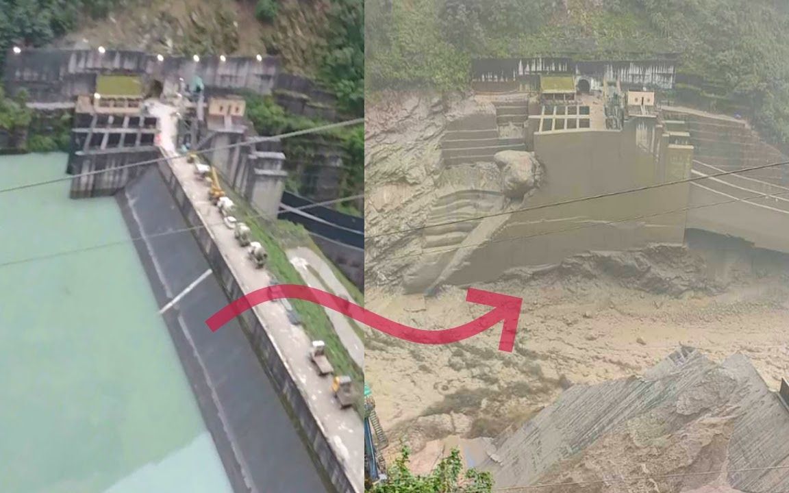 印度水电站大坝遭洪水冲跑，震惊全球