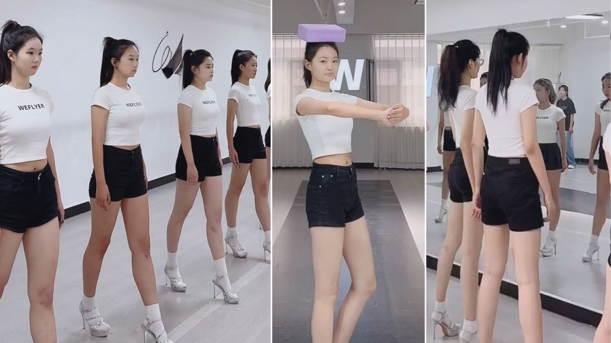 模特生日常训练 白袜+高跟鞋 训练也要保护好双脚