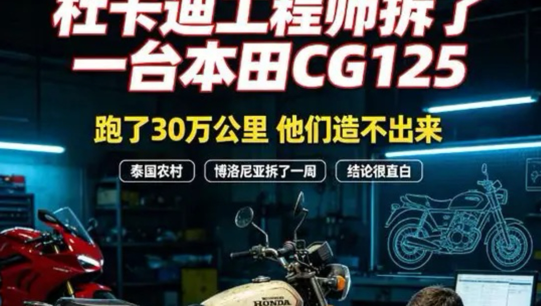 杜卡迪的发动机工程师私下承认，他们从泰国农村买了一台跑了30万公里的本田CG125，在博洛尼亚拆了整整一周。结论只有一句话：“这玩意儿我们造不出来。”