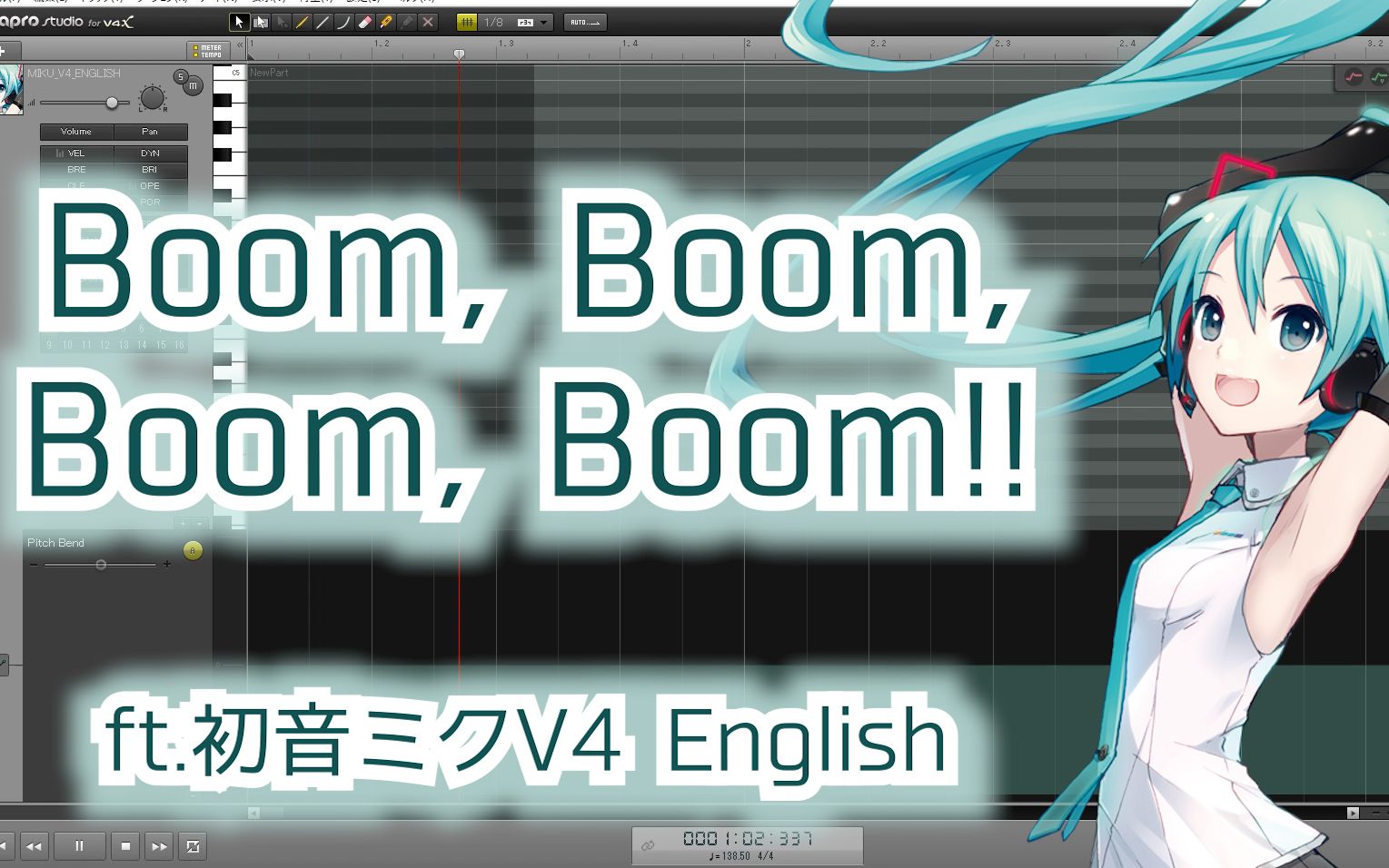 【初音未来V4 English】Boom, boom, boom, boom!!【VOCALOID翻唱】+VSQx