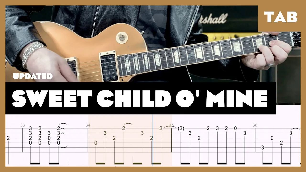 Guns N' Roses - Sweet Child O' Mine - Guitar Tab (remake) ｜ Lesson ｜ Cover
