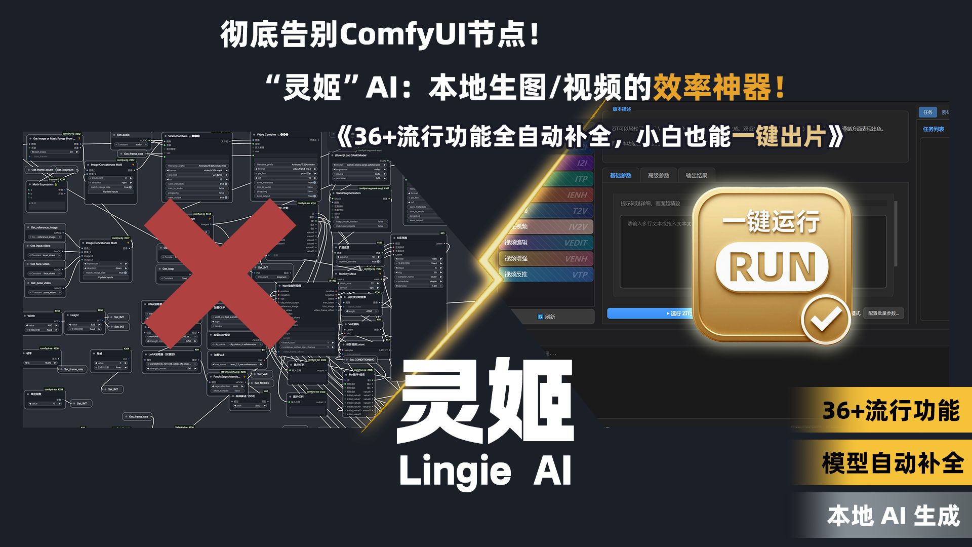 〔AI创作助手〕彻底告别ComfyUI节点连线,这款名为〔灵姬〕的本地AI神器简直是作弊!