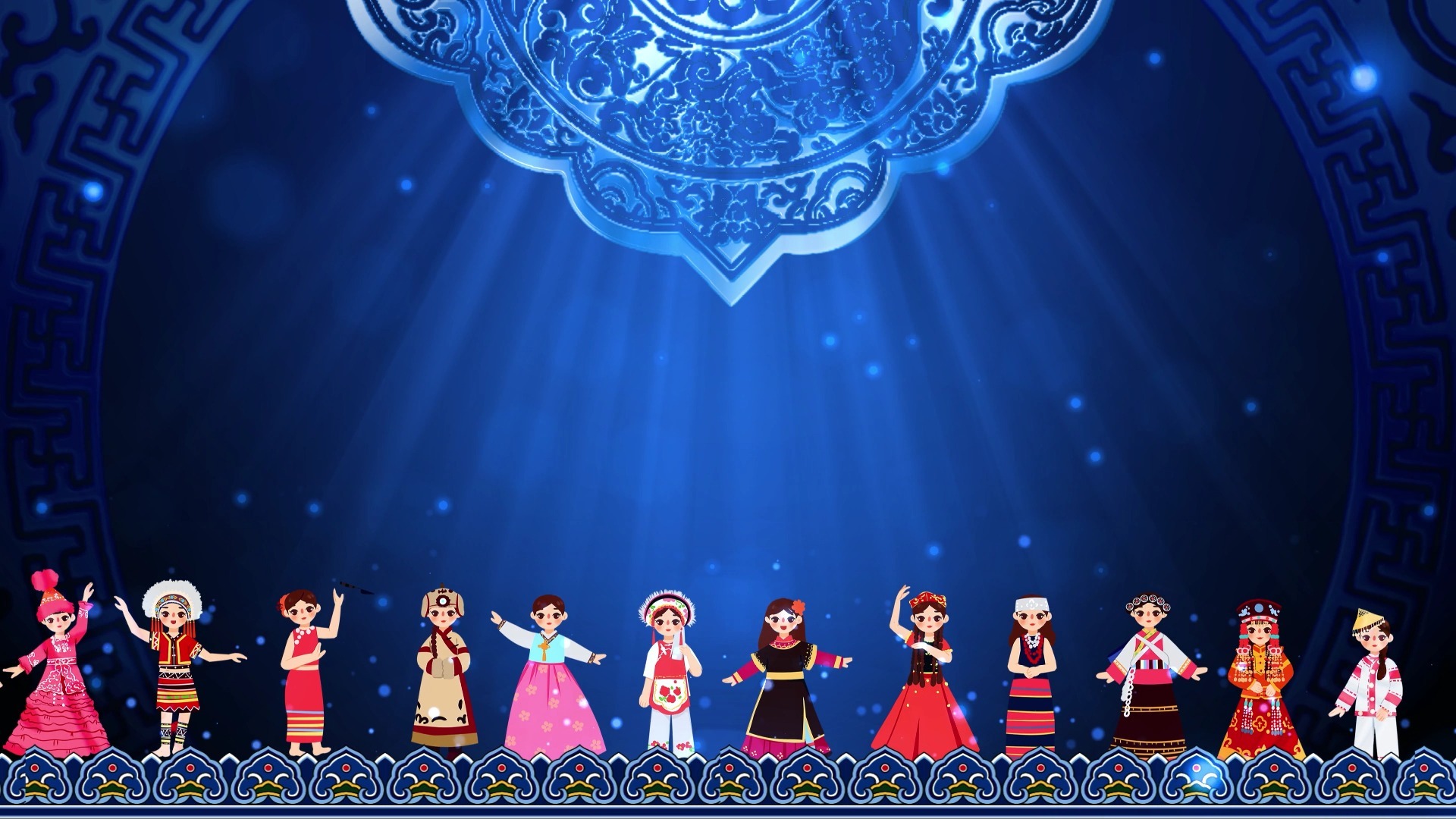 民族团结一家亲五十六56个少数民族苗族舞蹈演出表演伴奏配乐LED高清背景音乐纯音乐视频素材完整版