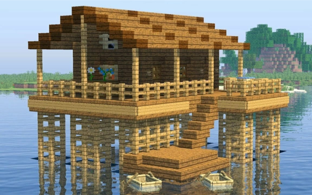 Minecraft Builder 教你建造一座用料简单的水上之家 哔哩哔哩 つロ干杯 Bilibili