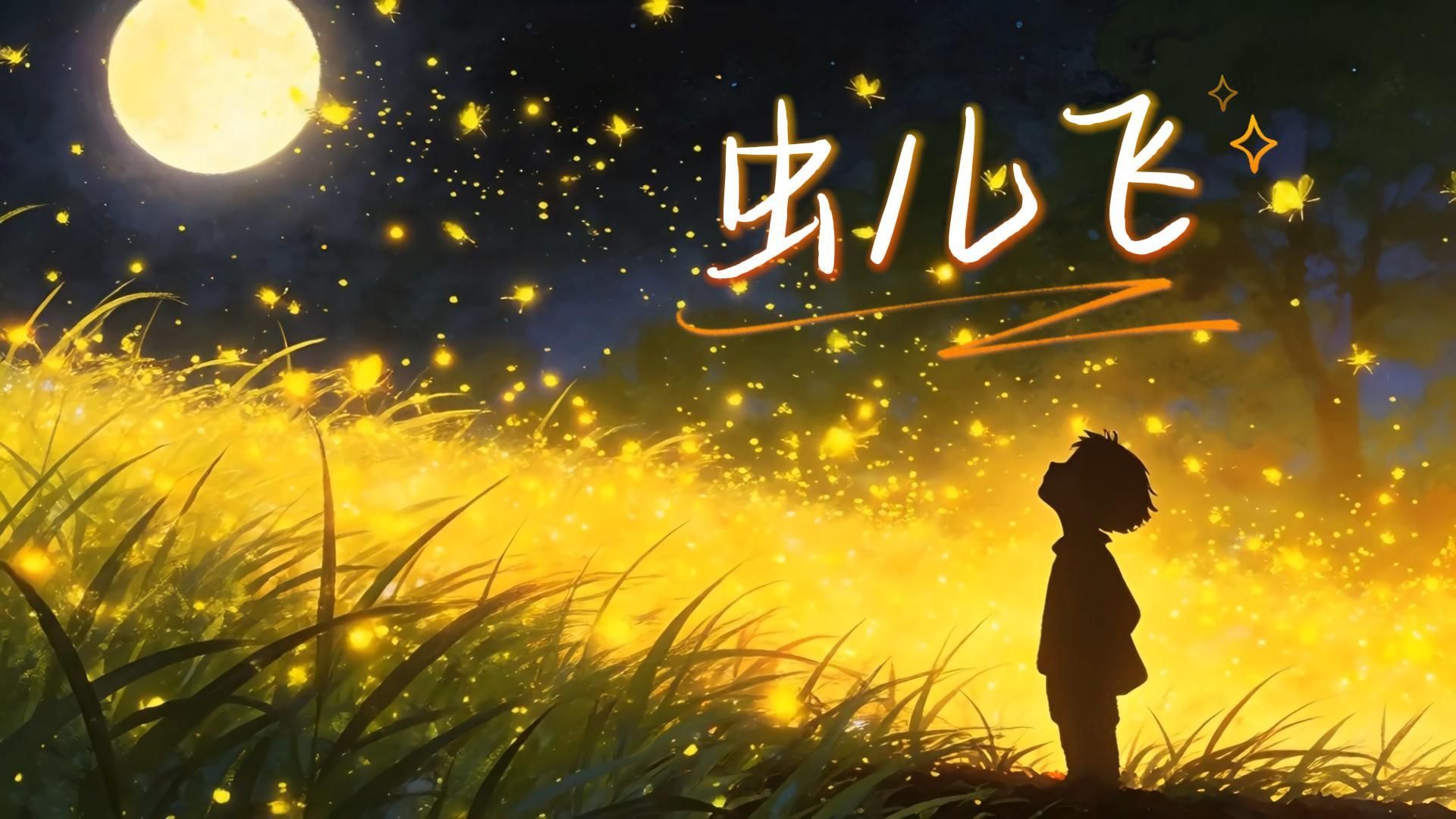 《虫儿飞》童声合唱版，萤火虫的浪漫在童声里交织，温暖抵消了淡淡的忧伤。舞台背景视频