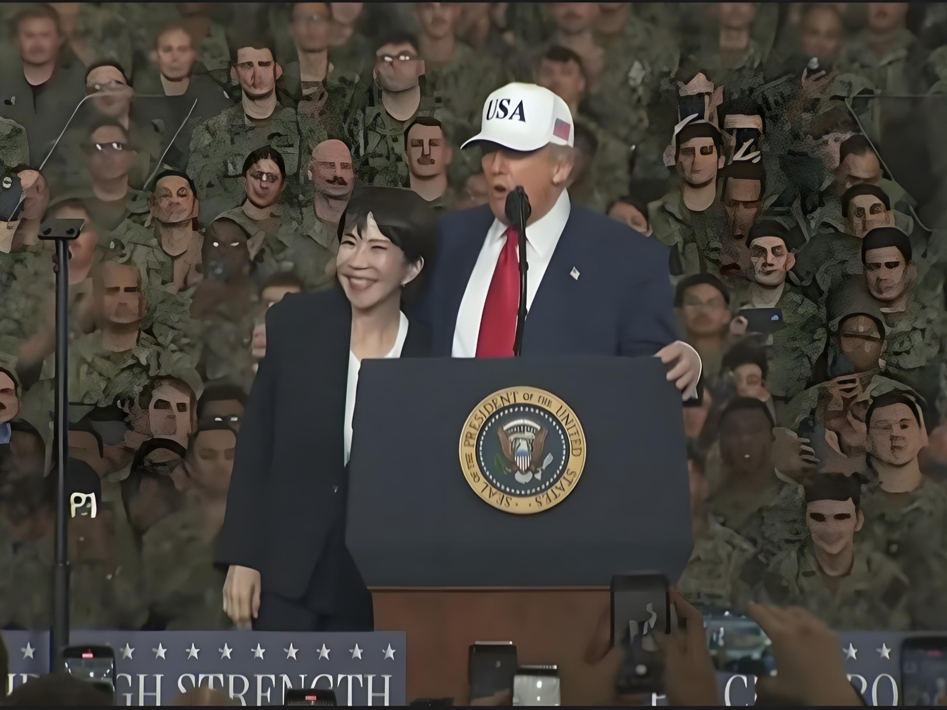 特朗普搂着高市早苗宣布“我们成了亲密朋友”，高市激动得手舞足蹈