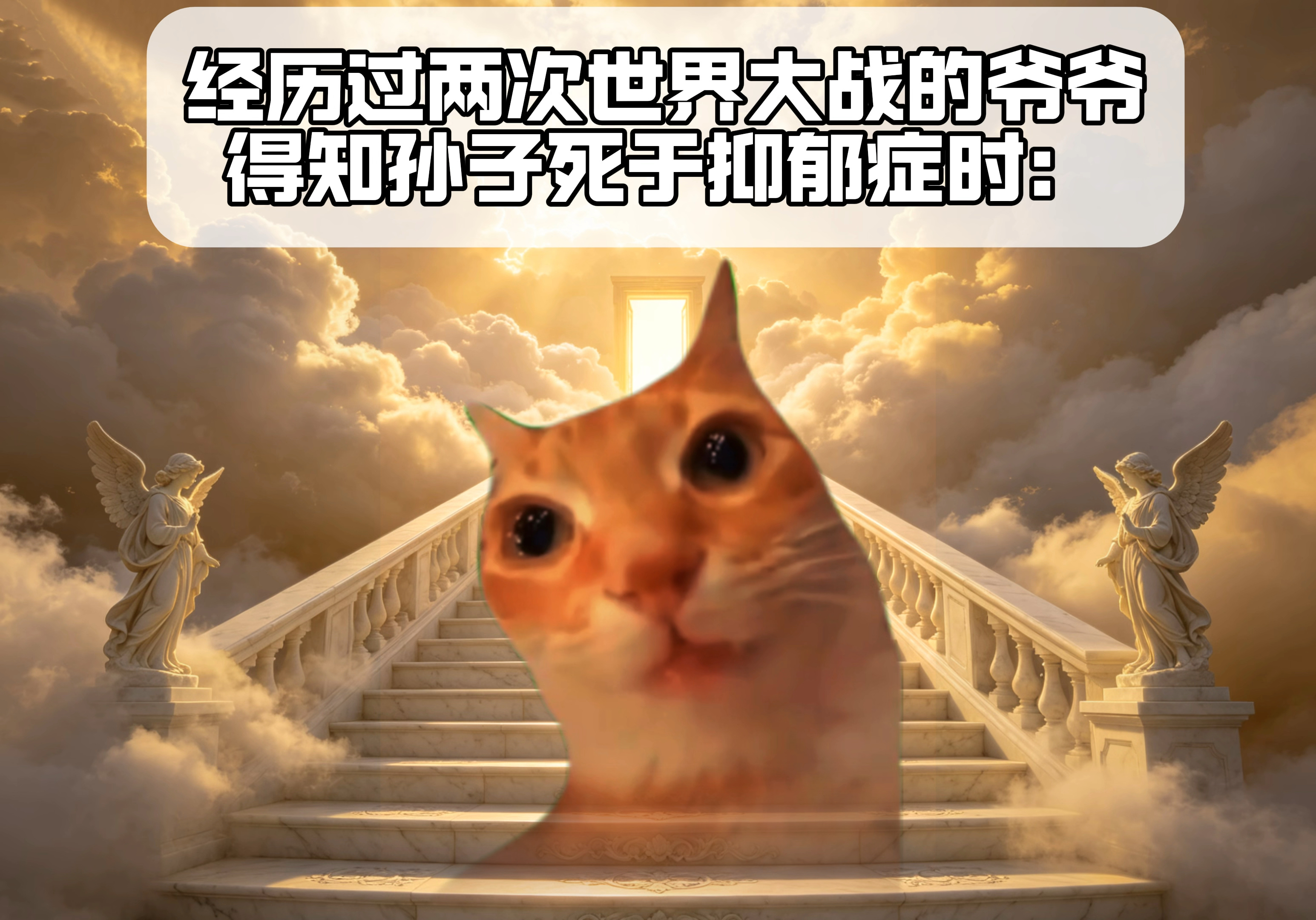 经历过两次世界大战的爷爷得知孙子死于抑郁症时：