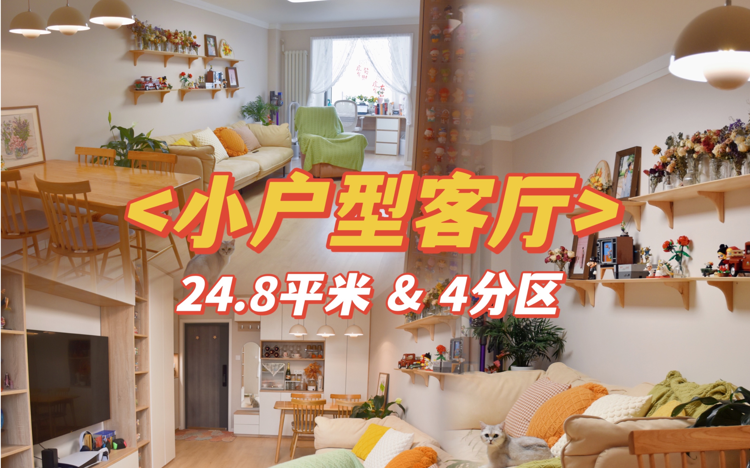 小户型客厅布置思路｜24.8平米4分区｜温馨且实用