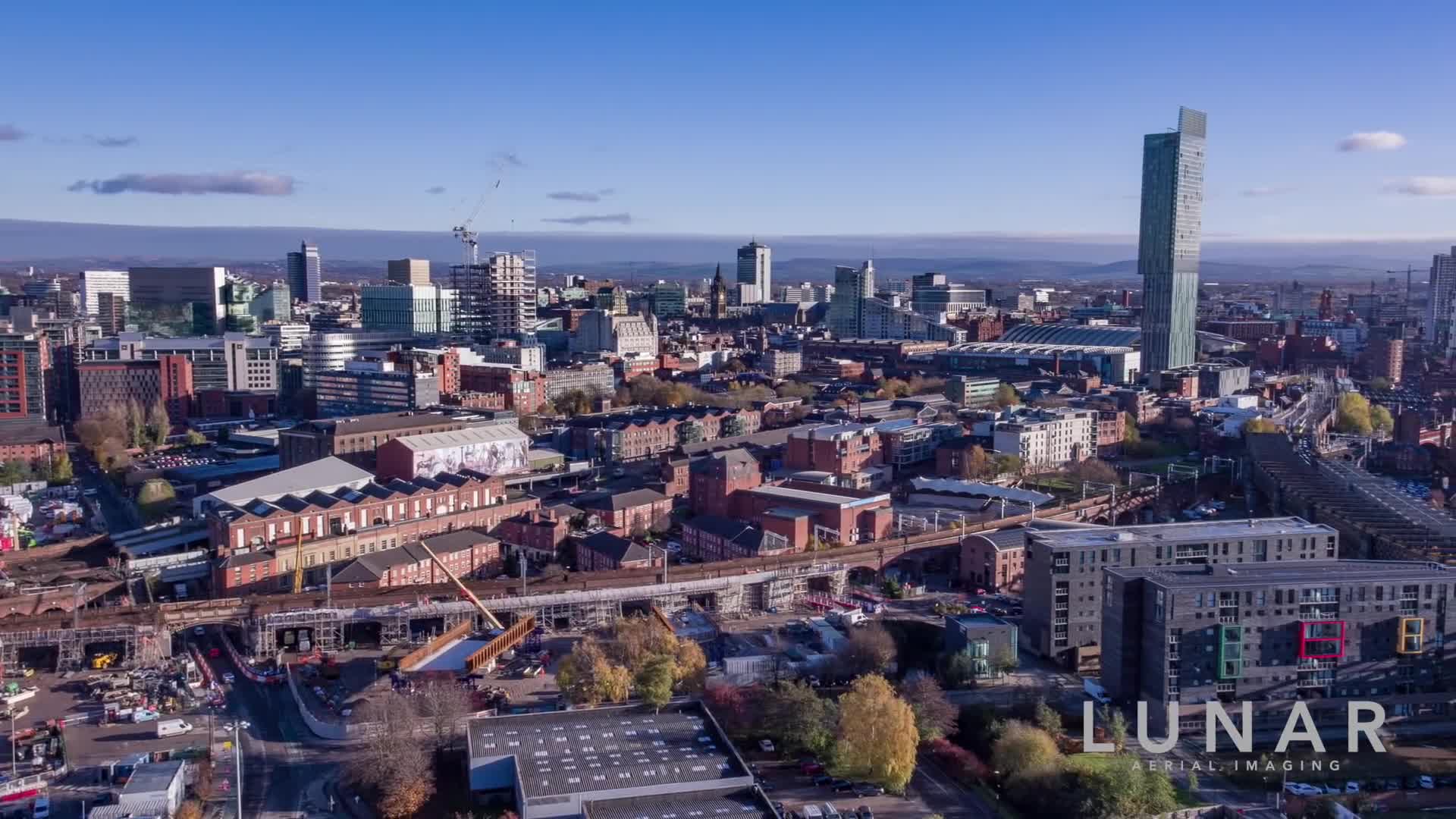 城市风光manchester曼彻斯特城市航拍1080p