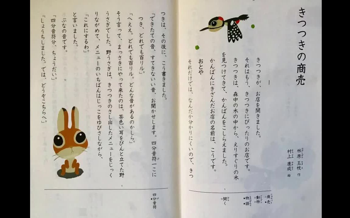 【像日本人一样学日语】日本小学三年级国语读本:きつつきの商売 音読 啄木鸟小商贩哔哩哔哩bilibili