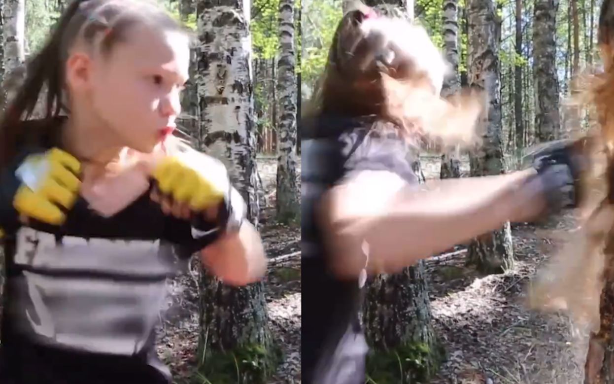 太强了！俄罗斯小女孩徒手能打断一棵树，30秒打出298拳