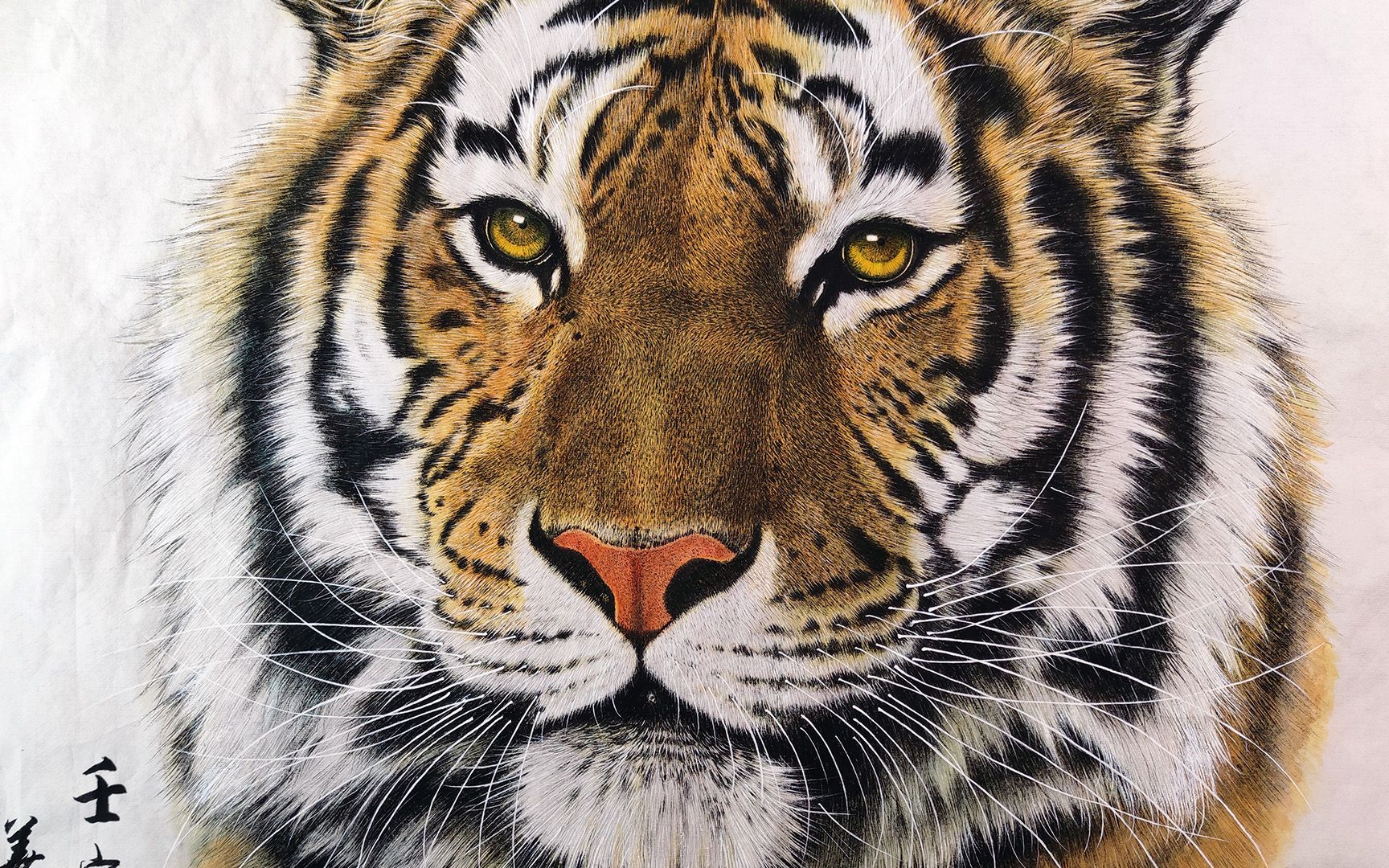 工笔大神的虎头有何不同？一个虎头就画了40万根毛，水墨国画水彩工笔老虎绘画过程——杨善耀