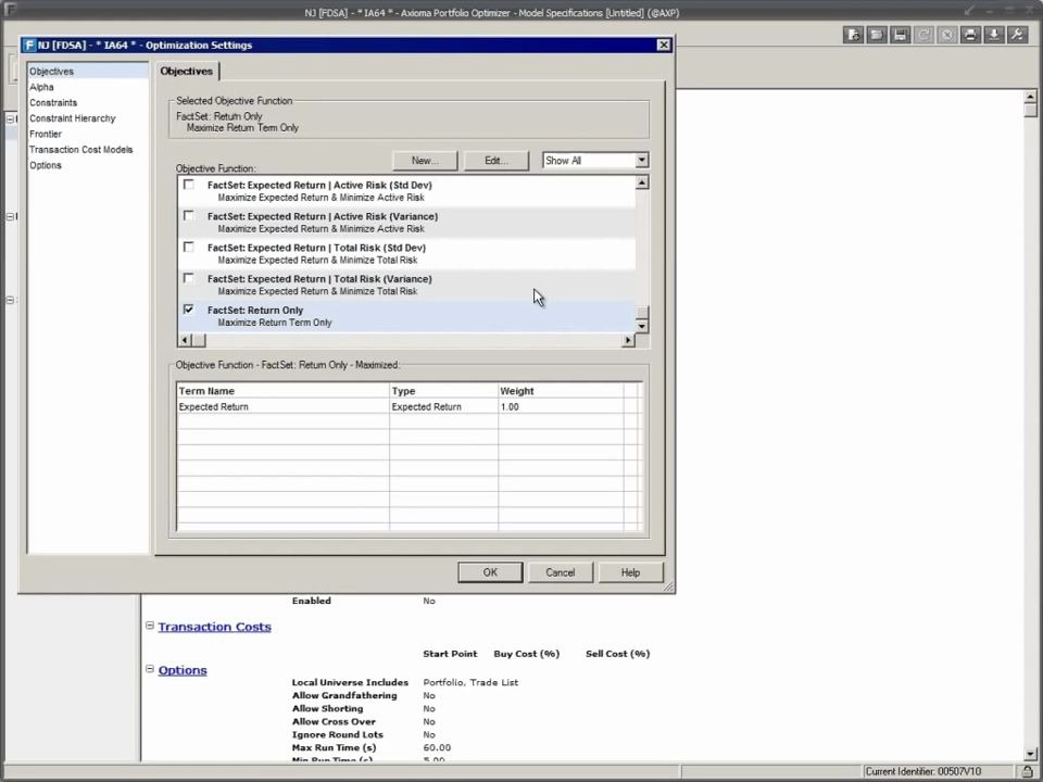 【FactSet】Portfolio Optimization
