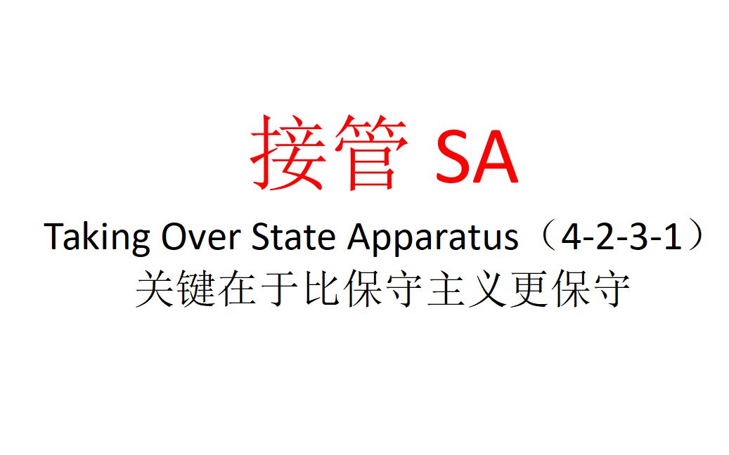 【主义主义】接管SA（4-2-3-1）——关键在于比保守主义更保守