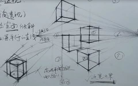 【合尚教育】素描零基础绘画视频教程——立方体两点透视