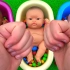 儿童玩具之用彩虹糖给三个不同肤色的小宝宝洗澡