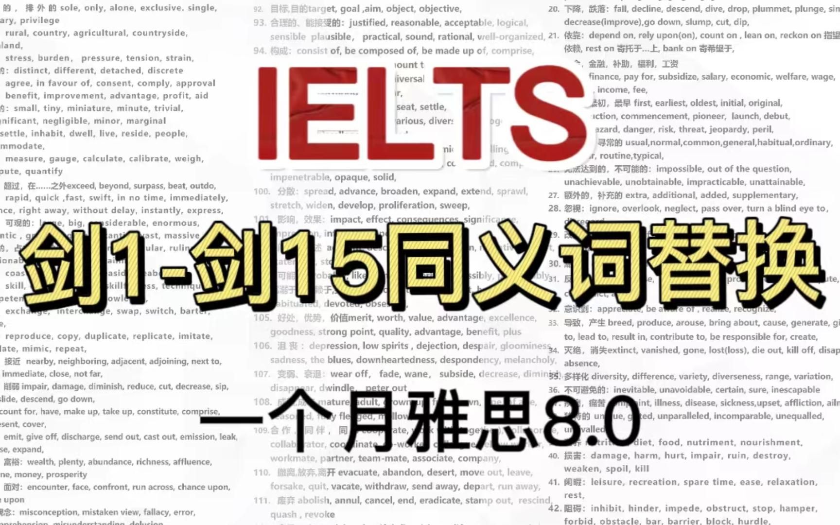 【雅思干货】烤鸭必备剑1-剑15同义词替换 1个月轻松拿下雅思8.