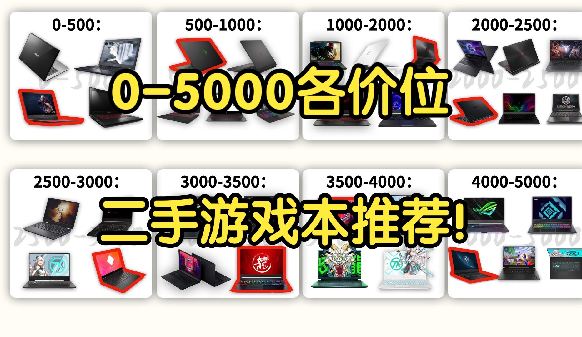 【Caibao】0-5000各价位二手游戏本超全推荐！四十多款笔记本全面解说！学生党必看！