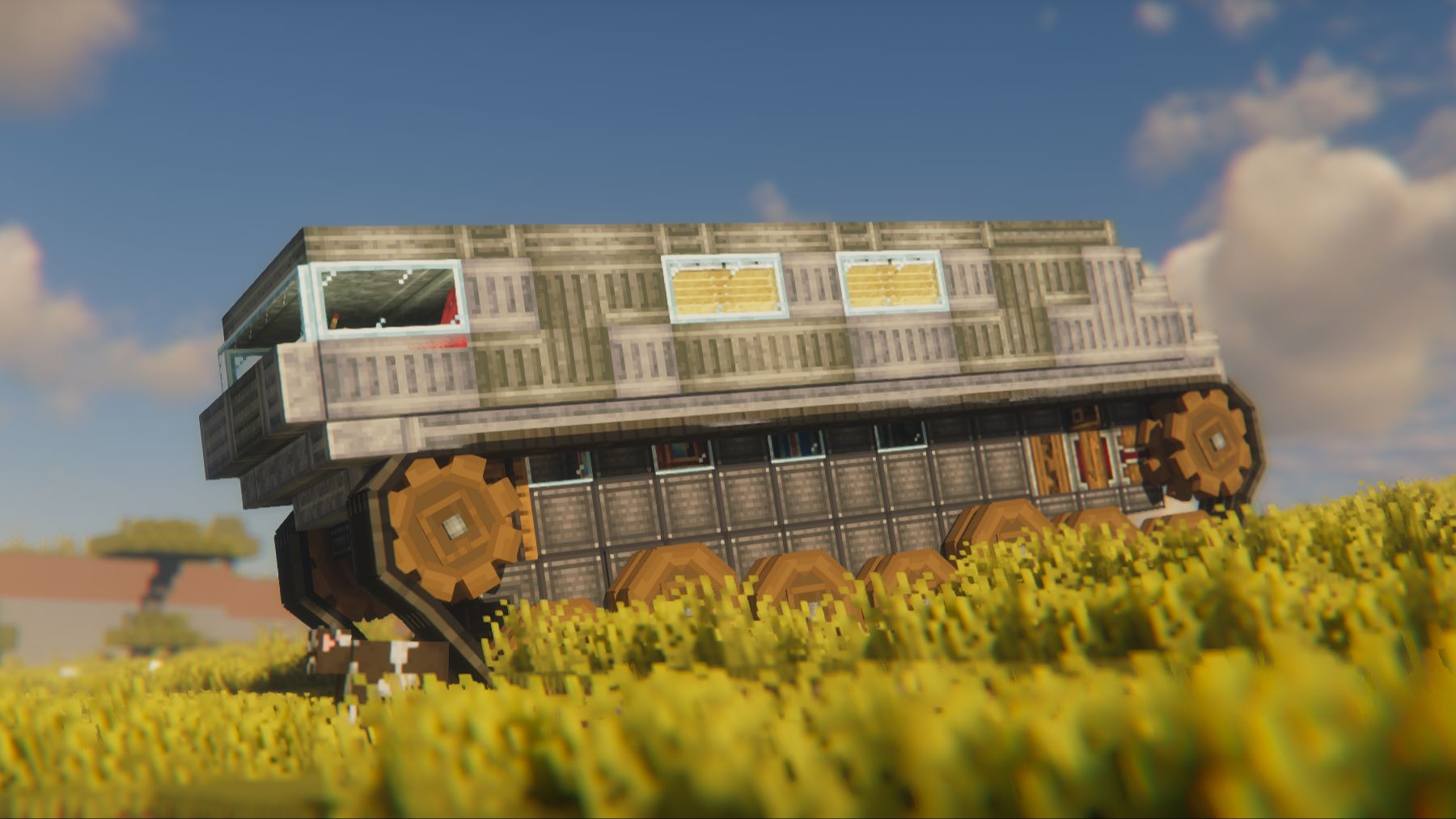 在Minecraft中驾驶蒸汽房车开始远离世间的旅行