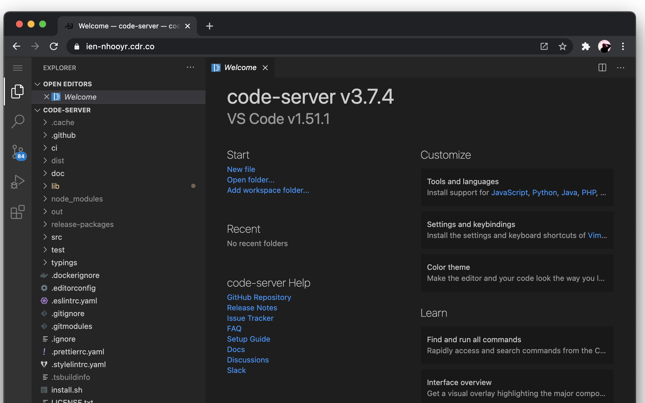 部署code-server，在浏览器中运行VSCode