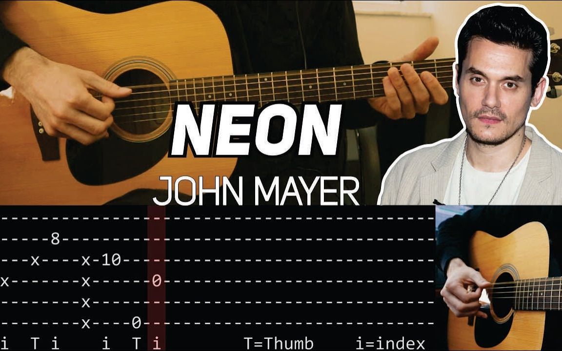 【谱】John Mayer - Neon主Riff分解演示教学