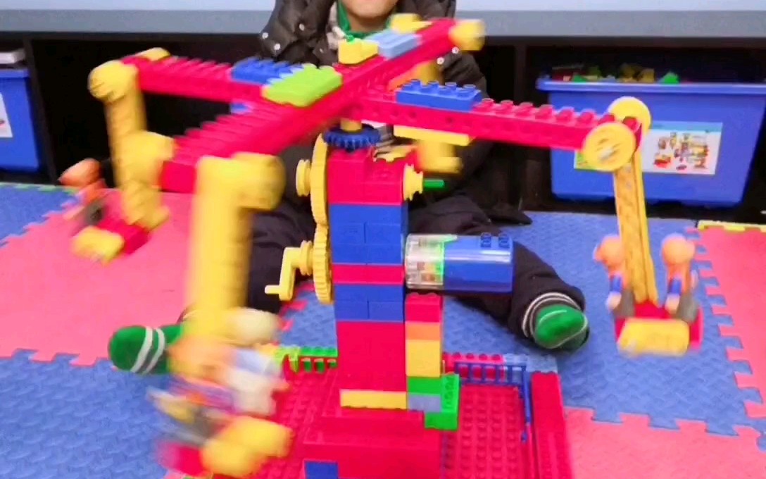 旋转飞椅乐高教具幼儿搭建作品