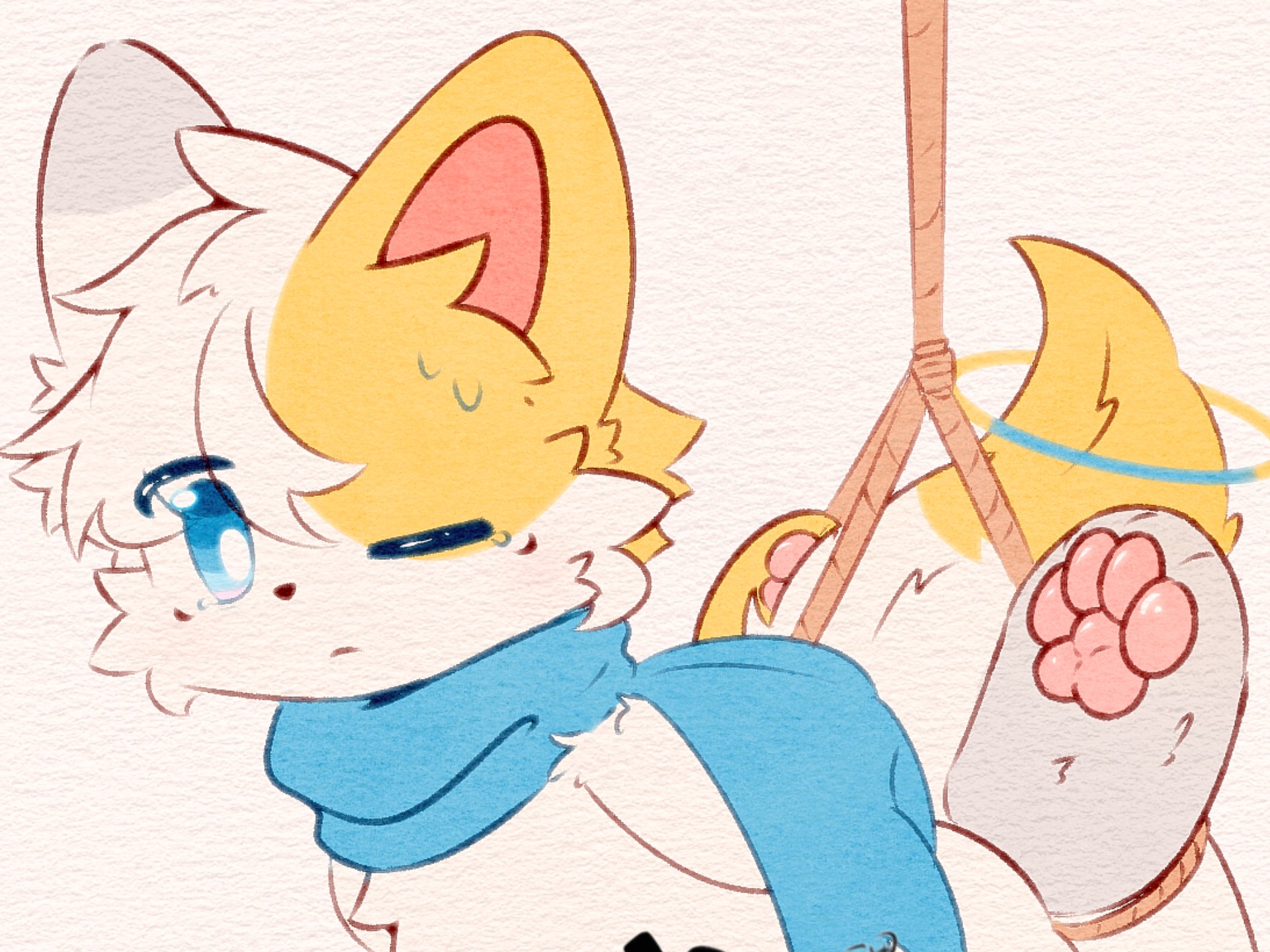 【兽设绘画/长期无偿】挂起来地，打了个卡