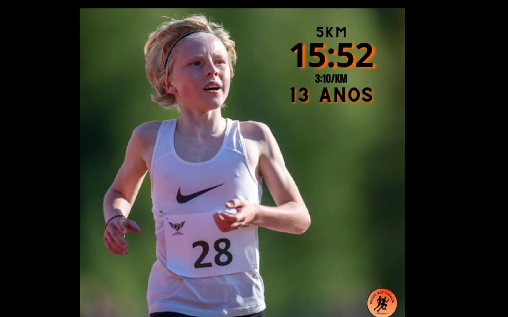 13岁少年5公里15分52，10公里32分59