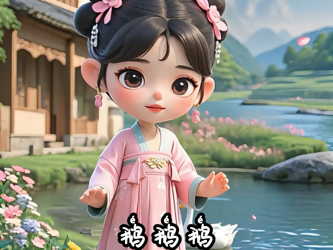跟着动画学古诗《咏鹅》#幼儿古诗 #每天一首古诗词 #儿童学古诗