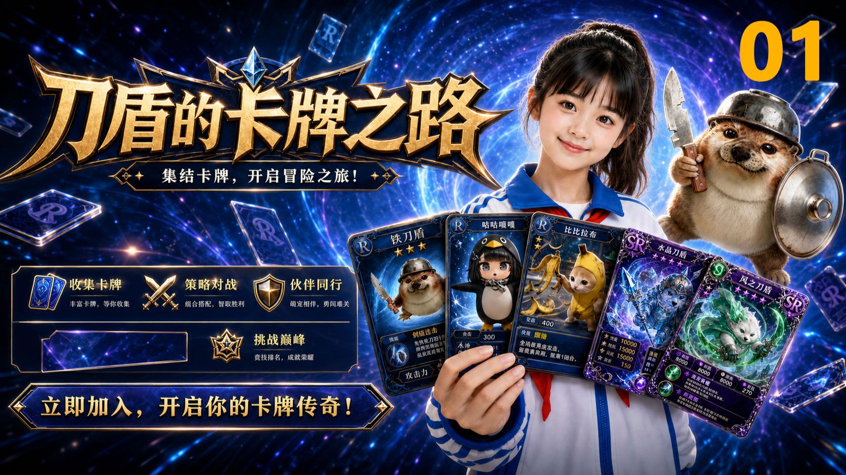 《刀盾的卡牌之路》第一季01天上掉下个铁刀盾！